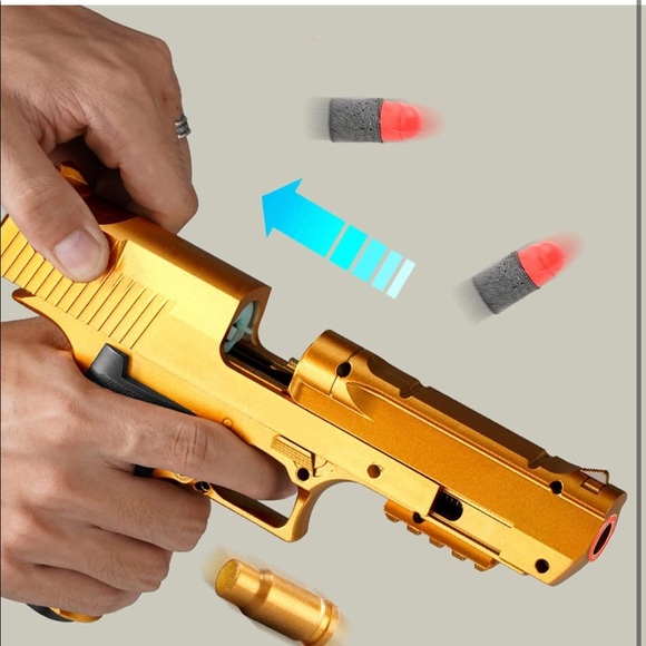 Toy 🎯🔫Gold Desert Eagle 50cal style Shell Ejection (Soft Bullet) Toy Gun - Picture 5 of 15